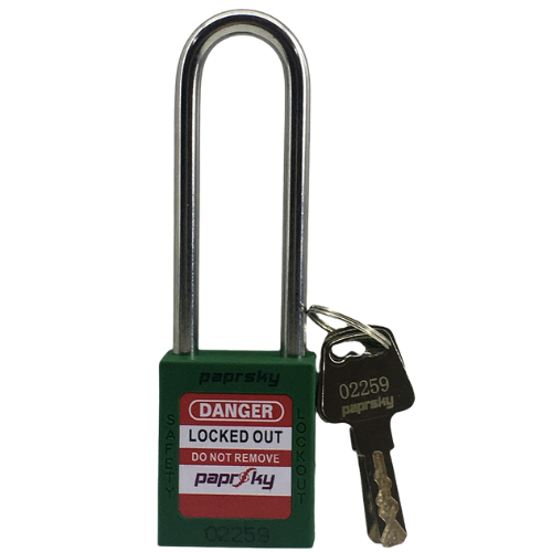 LOCKOUT SAFETY PADLOCKS Green PS LOTO PPR-76 (Long Shackle)
